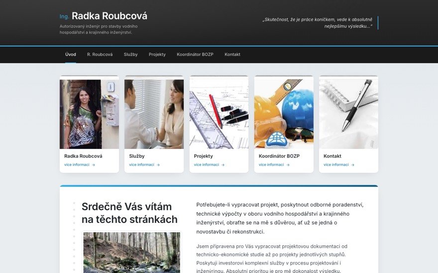 Náhled webu Ing. Radka Roubcová — autorizovaný inženýr ČKAIT, Brno